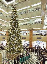 15-m tall Christmas tree lights up Tokyo department store
