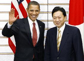U.S. President Obama talks with Japanese Prime Minister Hatoyama