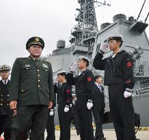 Chinese defense chief on board high-tech Japanese Aegis vessel