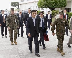 Okada visits U.S. Marine Corps' Camp Zukeran