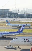 JAL, ANA airplanes at Haneda airport