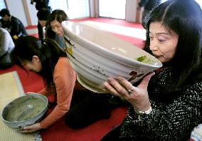New Year's tea ceremony with huge bowls at Nara temple