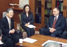 U.S. senior defense official Gregson talks with Kitazawa