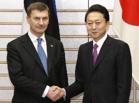 Hatoyama meets with Estonian PM Ansip