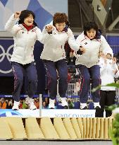 Japan wins silver in women's speed skating team pursuit