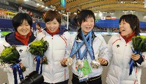 Japan wins silver in women's speed skating team pursuit