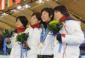 Japan wins women's speed skating team pursuit silver medal