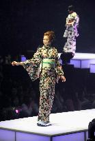 Models show kimono at Tokyo Girls Collection