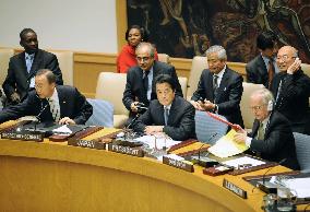 Okada chairs debate on peace building at United Nations