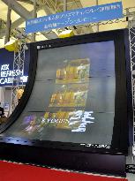 Large curved plasma screen at Kansai airport