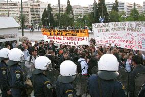 Demonstrators-police standoff in Athens