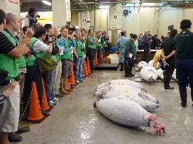 Tokyo's Tsukiji fish market reopens tuna auctions to sightseers