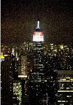 Empire State Building lit up for Japan mission anniversary