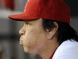 Matsui in Angels dugout