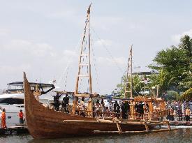 Ship representing ancient Java kingdom sets sail for Japan