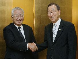 U.N. chief Ban meets with Keidanren chairman