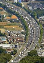 Expressway congestion for 'Bon' summer holiday