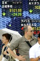 Nikkei closes at nearly 9-month low