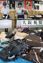 Seized fake brand-name products at Osaka customs
