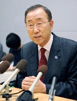 U.N. chief Ban speaks about poverty aid