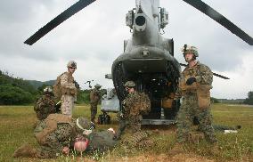 U.S. Marines conduct rescue drill at Camp Hansen