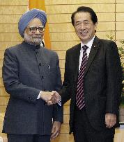 Indian PM Singh meets with Japanese PM Kan