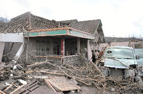 Damage from Mt. Merapi eruption in Indonesia
