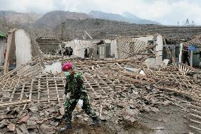 Damage from Mt. Merapi eruption in Indonesia