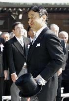 Crown prince visits Meiji Shrine