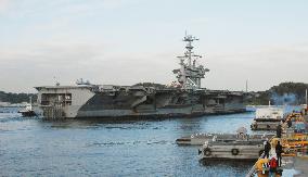 U.S. aircraft carrier leaves Yokosuka base