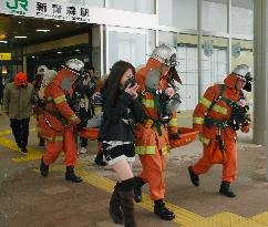 Shinkansen firefighting drill