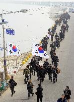 Ex-soldiers on Yeonpyeong Island