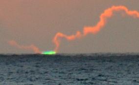 Green flash seen on setting sun in Antarctic Sea