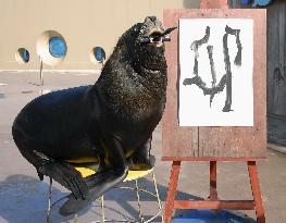 Sea lion's New Year calligraphy