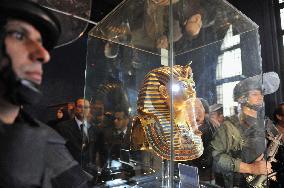 King Tut's golden mask at museum in Cairo