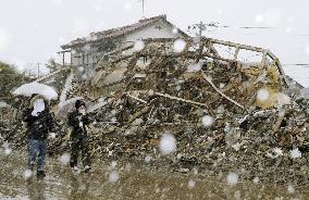 Midwinter weather in quake-hit area