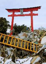 Shinto shrine gate survives tsunami