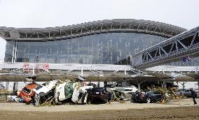 Car wrecks at Sendai airport