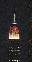 Empire State Building lit up in support of Japan