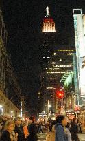 Empire State Building lit up in support of Japan