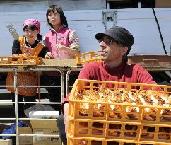 Volunteers at quake evacuation center