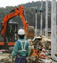 Reconstruction work in tsunami-devastated city