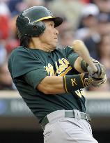 Matsui hits 1st homer with A's