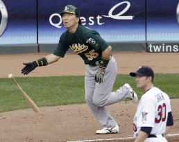 Matsui hits 1st homer with A's