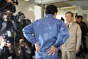 Japan PM Kan in Fukushima