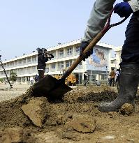 Topsoil removed from Fukushima school playground