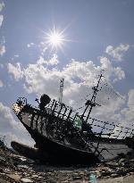 Burned ship in Kesennuma