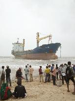 Stranded freighter in Mumbai