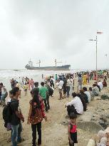 Stranded freighter in Mumbai