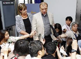 Parents of slain Briton Lindsay Hawker arrive in Japan